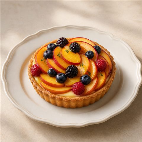 果実とベリーを彩りよく並べたフルーツタルト